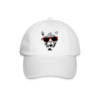 cooles, witziges Alpaka mit Sonnenbrille - Baseballkappe - Weiß/Weiß - Vorne