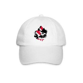 Vier Spielkarten Symbole Herz, Pik, Karo und - Baseballkappe - Weiß/Weiß - Vorne