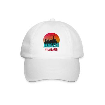 Bangkok Skyline / Thailand Gift Vintage Retro - Baseball Cap - white/white - Front