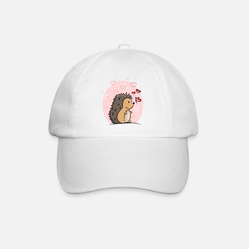Igel mit Herzen - Baseballkappe - Weiß/Weiß