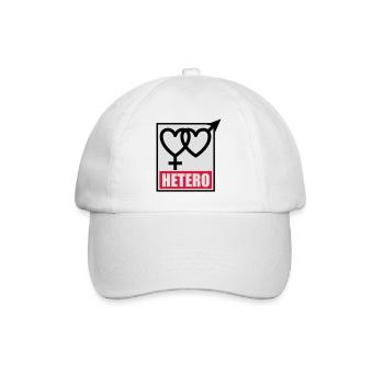 04 HETERO Herzen Liebe Love Heterosexuell - Baseballkappe - Weiß/Weiß - Vorne