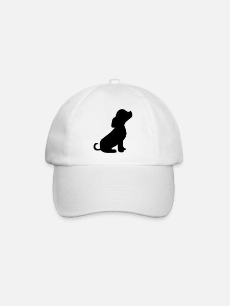 Süßer Welpe Silhouette  - Baseballkappe - Weiß/Weiß