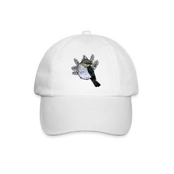 Bird Drawing with Fir Branches - Baseball Cap - white/white - Front