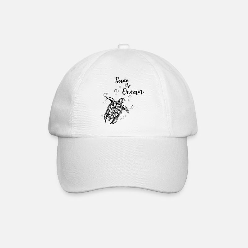 Save the Ocean - Turtle - Baseballkappe - Weiß/Weiß