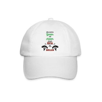 Opa muss grillen - schwarz - Baseballkappe - Weiß/Weiß - Vorne