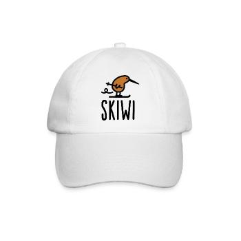 Skiwi Kiwi Vogel Neuseeland Skifahren cartoon - Baseballkappe - Weiß/Weiß - Vorne