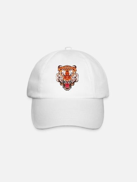 Tiger Polygon Design - Baseballkappe - Weiß/Weiß
