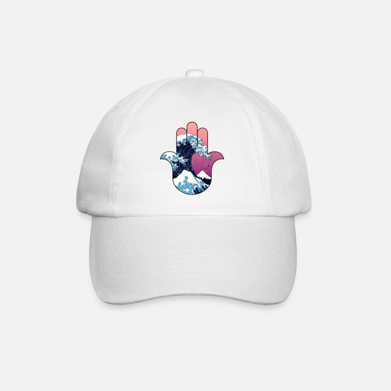 Hamsa Kanagawa Oki Nami Ura Große Welle - Baseballkappe - Weiß/Weiß