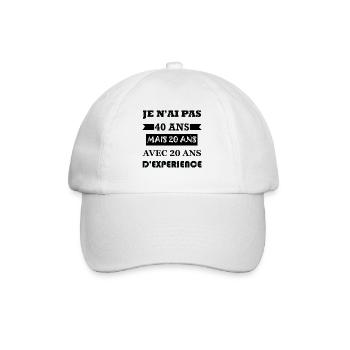 Cadeau anniversaire 40 ans - Casquette classique - blanc/blanc - Devant