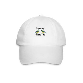 Ein Paar Kohlmeisen | Lustiges Vogelgeschenk - Baseballkappe - Weiß/Weiß - Vorne