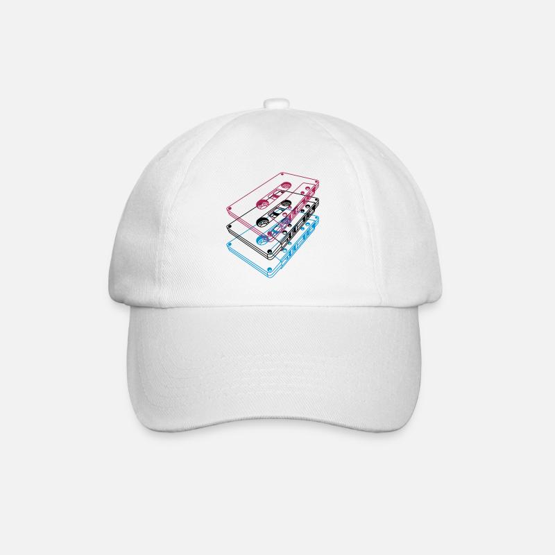 Cassette 3D – Retro Mixtape Vintage Perspective - Baseball Cap - white/white