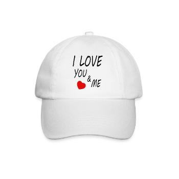 I love you & me with heart - Baseball Cap - white/white - Front