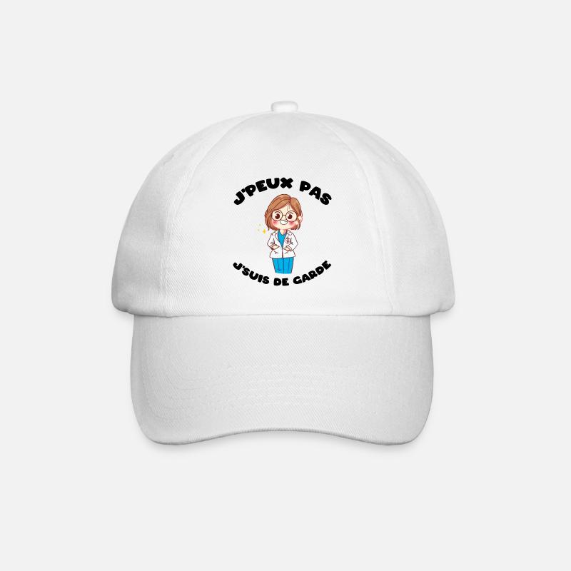 J'peux pas j'suis de garde Humour soignant cadeau - Casquette classique - blanc/blanc