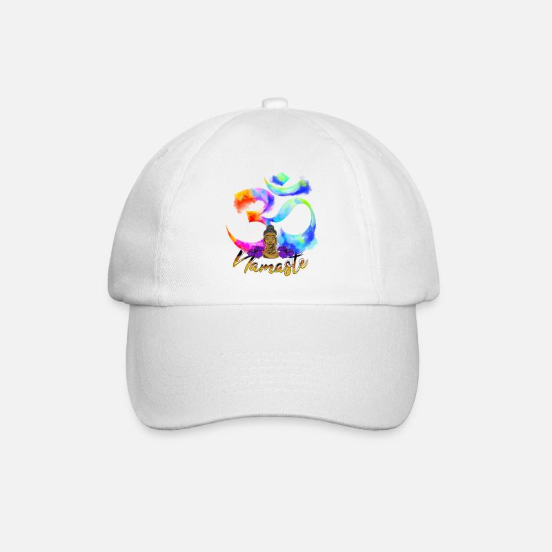 Namaste-Bogen-Iris-Buddha - Baseballkappe - Weiß/Weiß