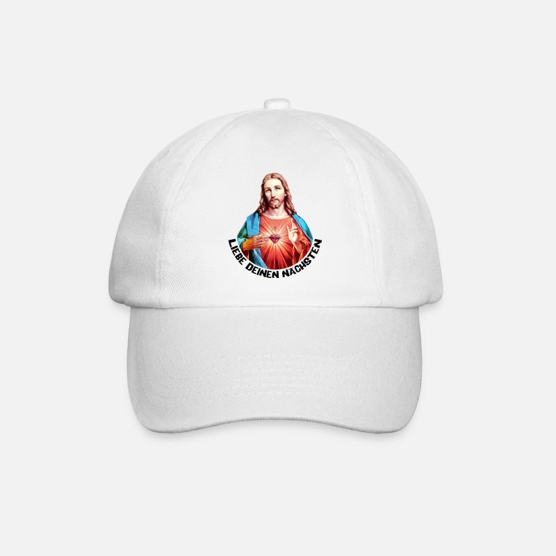 Liebe Deinen Nächsten Jesus Linker Handsegen - Baseballkappe - Weiß/Weiß