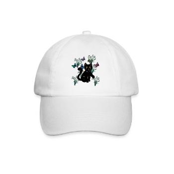 Cat Cats Kids Nature Spring Flowers Fantasy - Baseball Cap - white/white - Front