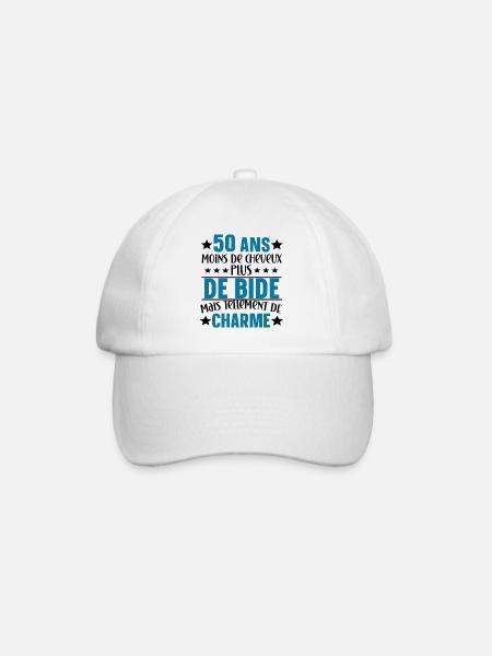 50 ans cadeau humour anniversaire beauf - Casquette classique - blanc/blanc