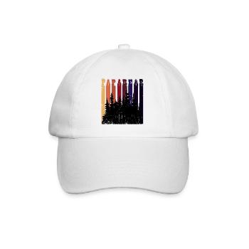 Cool Retro Vintage Papa Bear Father T Shirt - Baseball Cap - white/white - Front