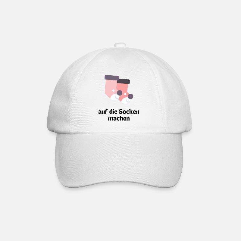 Auf die Socken machen - süße Strümpe mit Gesicht - Baseballkappe - Weiß/Weiß