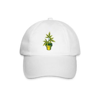 Cannabis Hanfplanze - Baseballkappe - Weiß/Weiß - Vorne