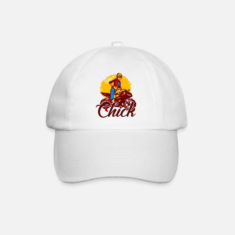 Anime Biker Biker Motorcycle Motorcyclist Chick - Baseball Cap - white/white