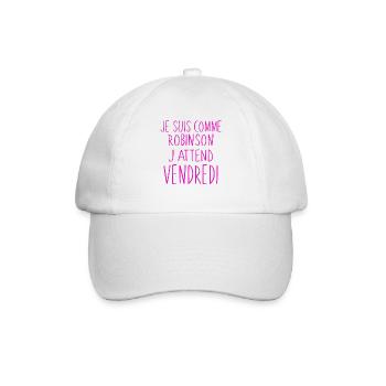 J'attend vendredi humour - Casquette classique - blanc/blanc - Devant