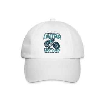 Le meilleur motard et le meilleur aviateur - Casquette classique - blanc/blanc - Devant