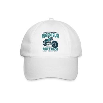 Le meilleur motard et le meilleur ingénieur - Casquette classique - blanc/blanc - Devant