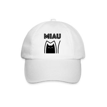Miau_Katze - Baseballkappe - Weiß/Weiß - Vorne