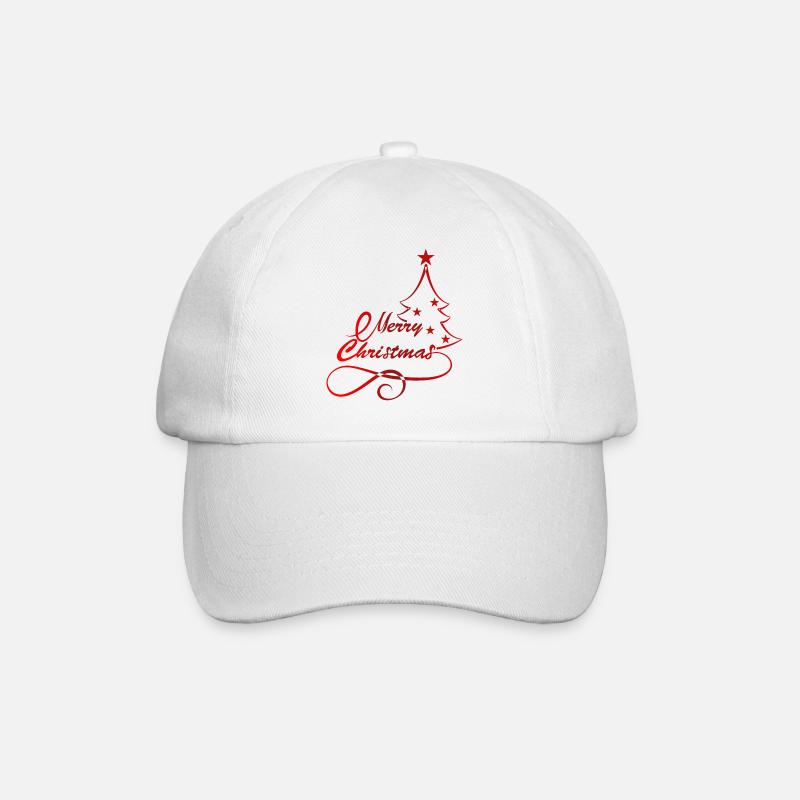 Festliche Weihnachtsbaum Silhouette Druck - Baseballkappe - Weiß/Weiß