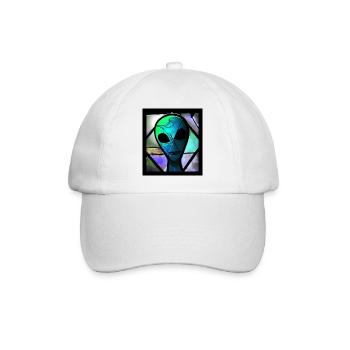 Stained glass alien - Baseball Cap - white/white - Front