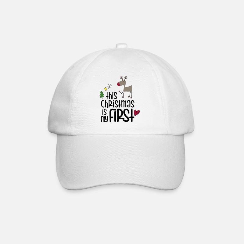 Verspielter Rentier-Weihnachtsmotiv - Baseballkappe - Weiß/Weiß
