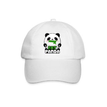 Fat Panda mit Bambus - Pandabär Cute Kawaii ^_^ - Baseballkappe - Weiß/Weiß - Vorne