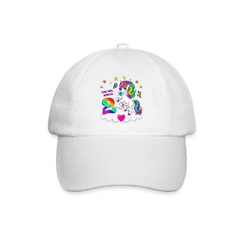 Mädchen 2 Jahre Geburtstag Einhorn - Baseballkappe - Weiß/Weiß - Vorne