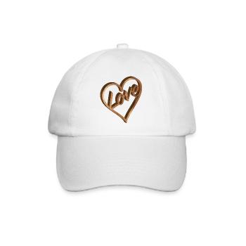Herz Liebe Relief in Holz Optik für Valentinstag - Baseballkappe - Weiß/Weiß - Vorne