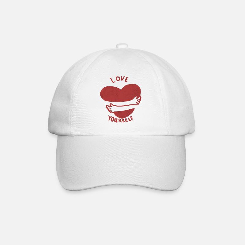 love yourself - self love. heart hugs - Baseball Cap - white/white