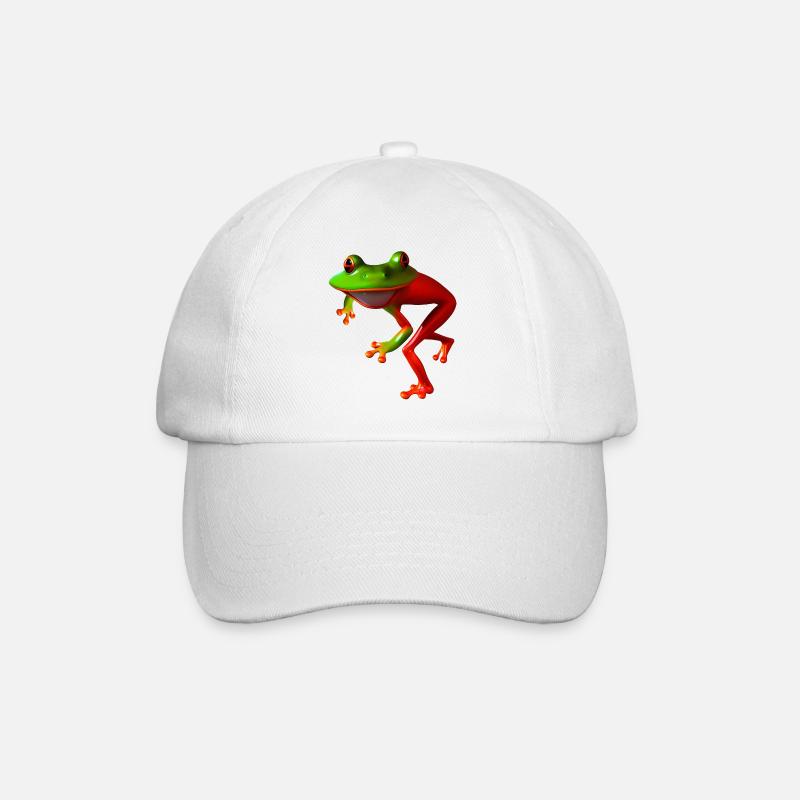 frosch gebückt frei - Baseballkappe - Weiß/Weiß