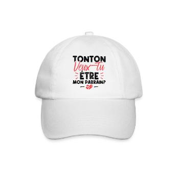 Tonton Veux tu être Mon Parrain? - Casquette classique - blanc/blanc - Devant
