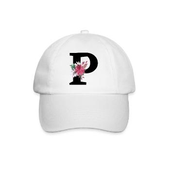 Buchstabe p blumig - Baseballkappe - Weiß/Weiß - Vorne