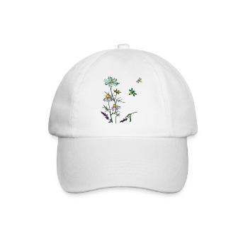 Herbs, chamomile, bees - Baseball Cap - white/white - Front