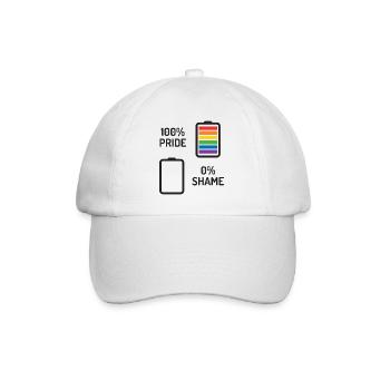 Pride Month - 100% Stolz, 0% Scham - Baseballkappe - Weiß/Weiß - Vorne