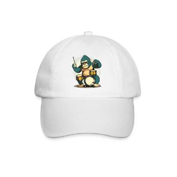 Trommelnder Gorilla - Baseballkappe - Weiß/Weiß - Vorne