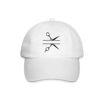 Texte bannière logo coiffeur, ciseaux - Casquette classique - blanc/blanc - Devant