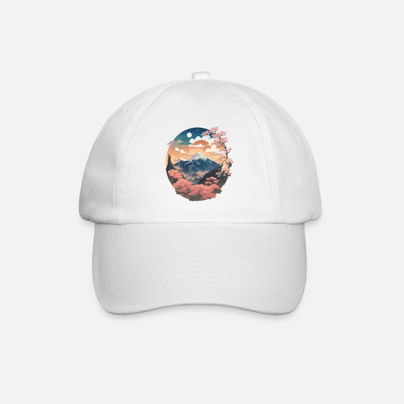 Japanese mountain landscape - Baseball Cap - white/white