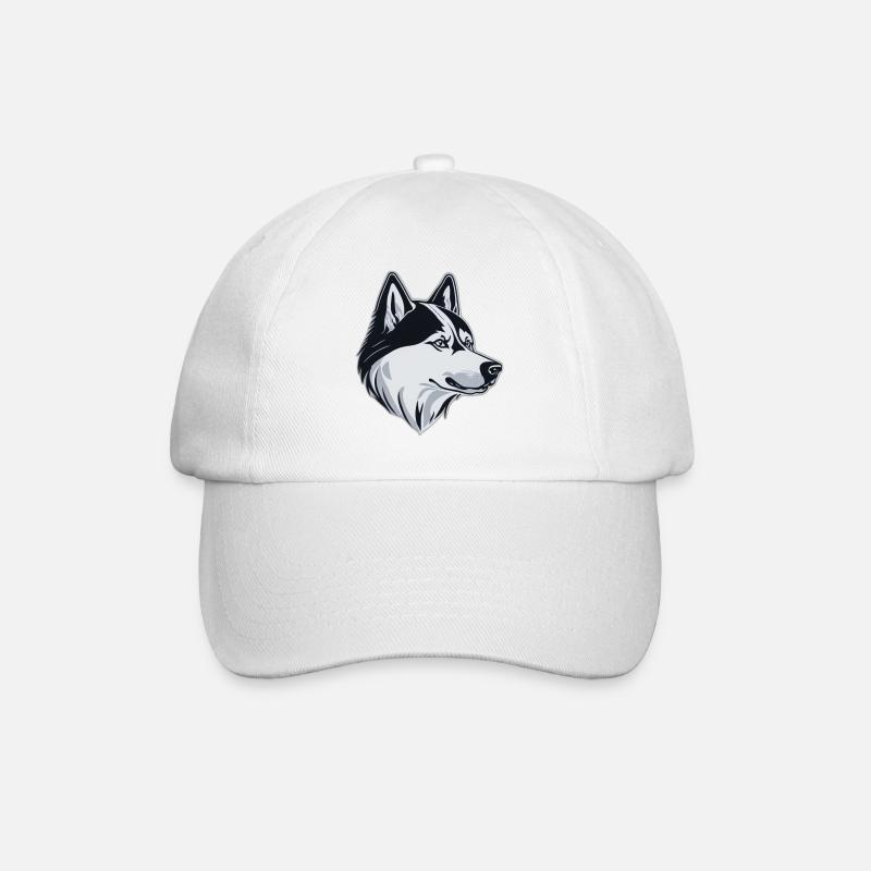 Siberian Husky as Logo Edition dans les tons de gris - Casquette classique - blanc/blanc