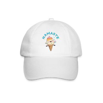 Namaste! Lustiges Eis-Motiv, personalisierbar - Baseballkappe - Weiß/Weiß - Vorne