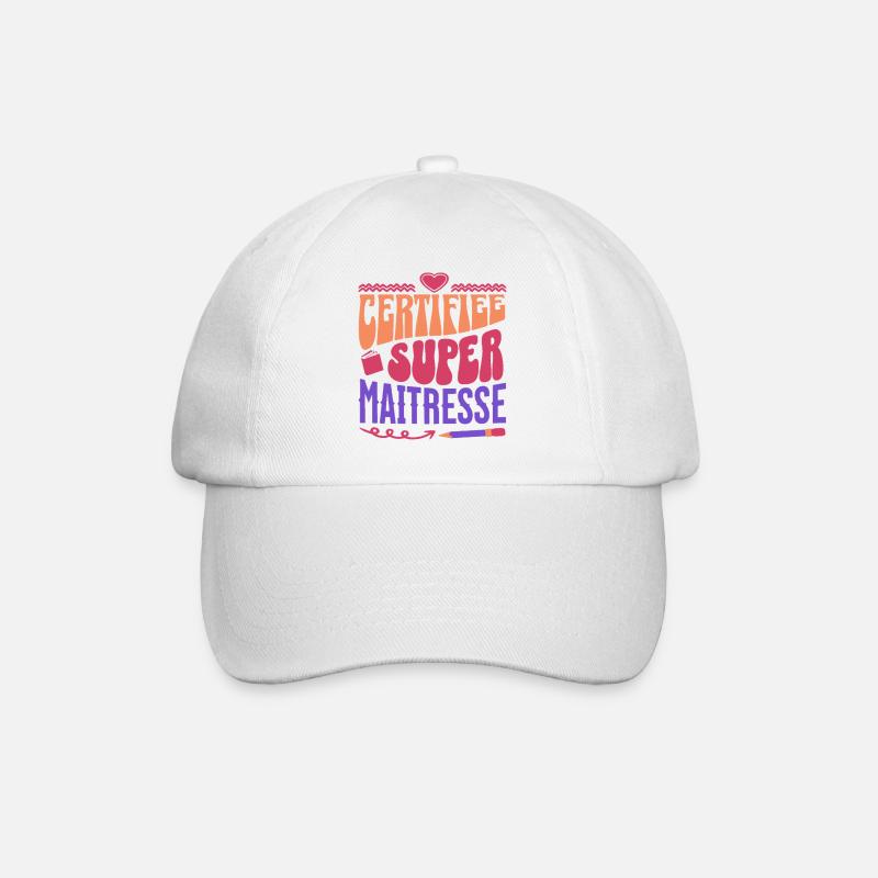 Certifiée super maitresse d' école cadeau - Casquette classique - blanc/blanc