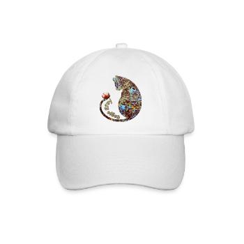 katze mit kastanie e 85 - Baseballkappe - Weiß/Weiß - Vorne