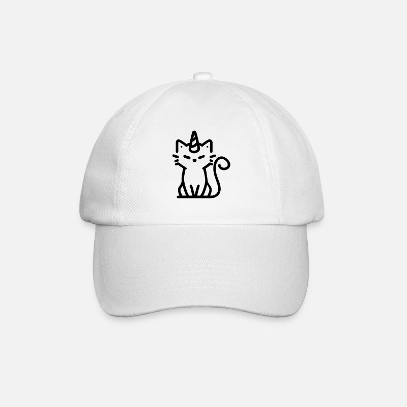 Einhorn-Katze - Baseballkappe - Weiß/Weiß