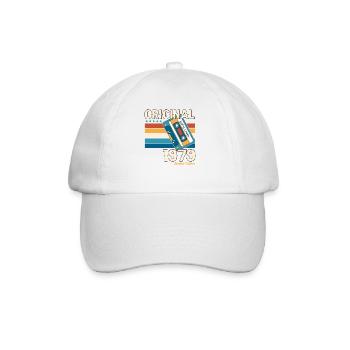 44th Birthday Husband October Vintage 1979 Cassette Tape - Baseball Cap - white/white - Front